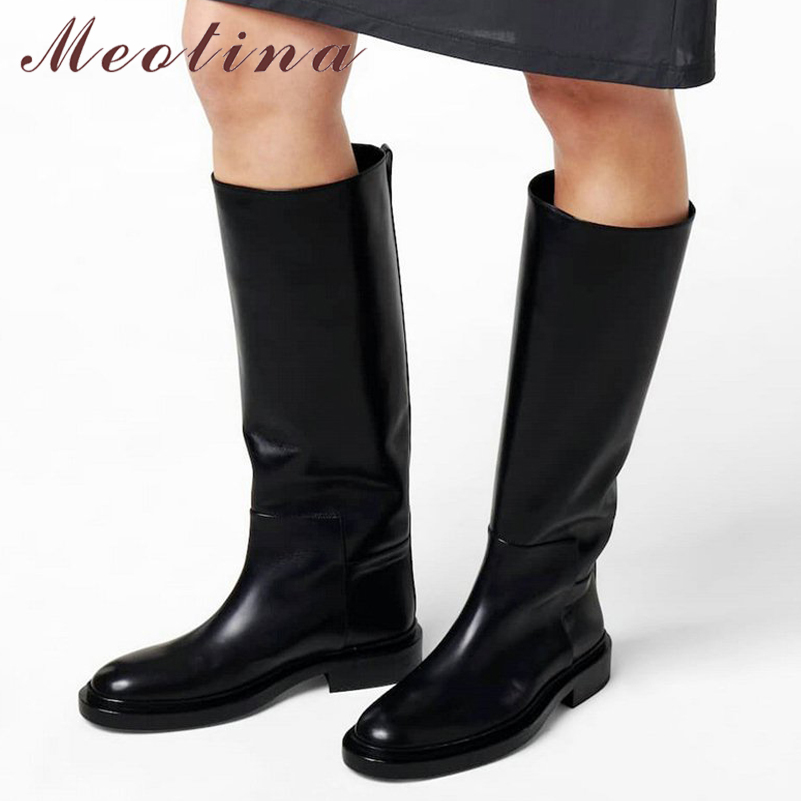 Winter Fashion Women Boots - Meotina femmes en cuir véritable genou