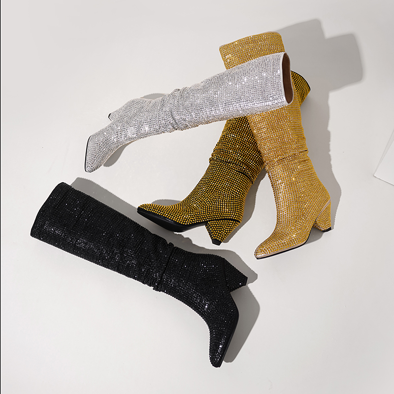 Mode talons pointus cristal bo - Winter Fashion Women Boots avis et prix
