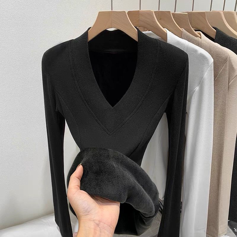 Haut chaud à col en V doublé e - Women Top Fashion avis et prix