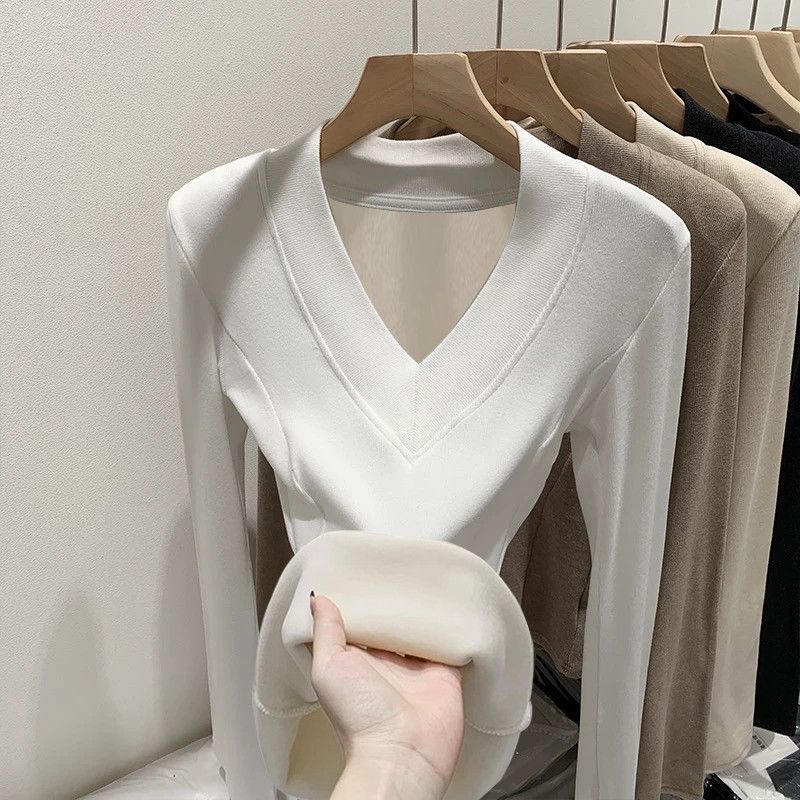 Haut chaud à col en V doublé e - Women Top Fashion avis et prix