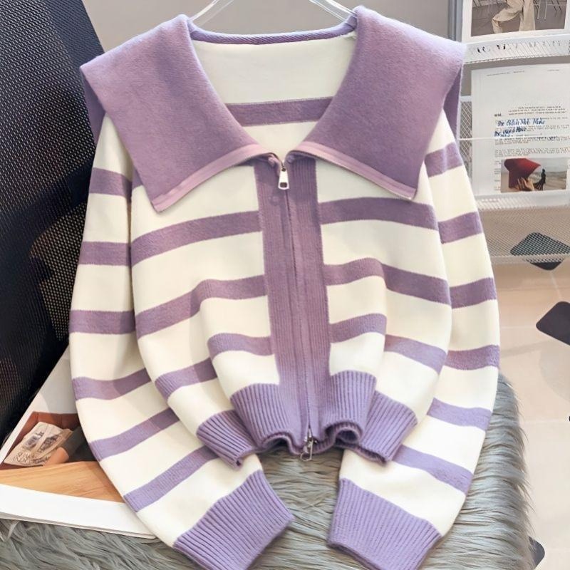 Cardigan rayé pour femmes, Vin - Women'S Fashion Trends Fall 2025 avis et prix